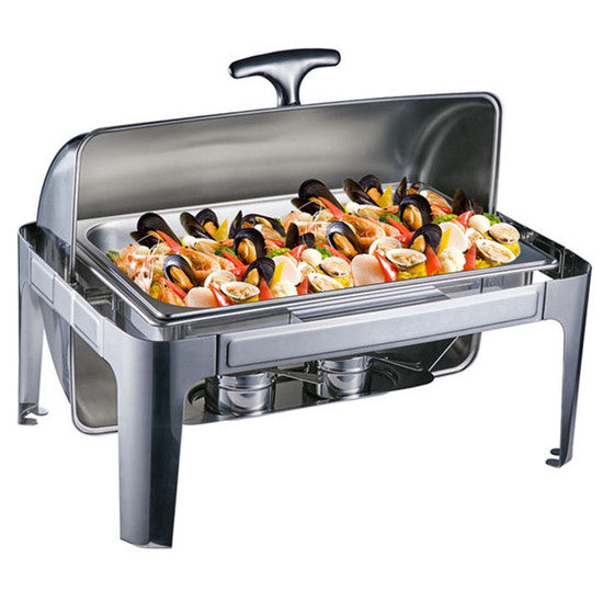 Chafing Dish - Roll Top with Window Silver Rectangle
